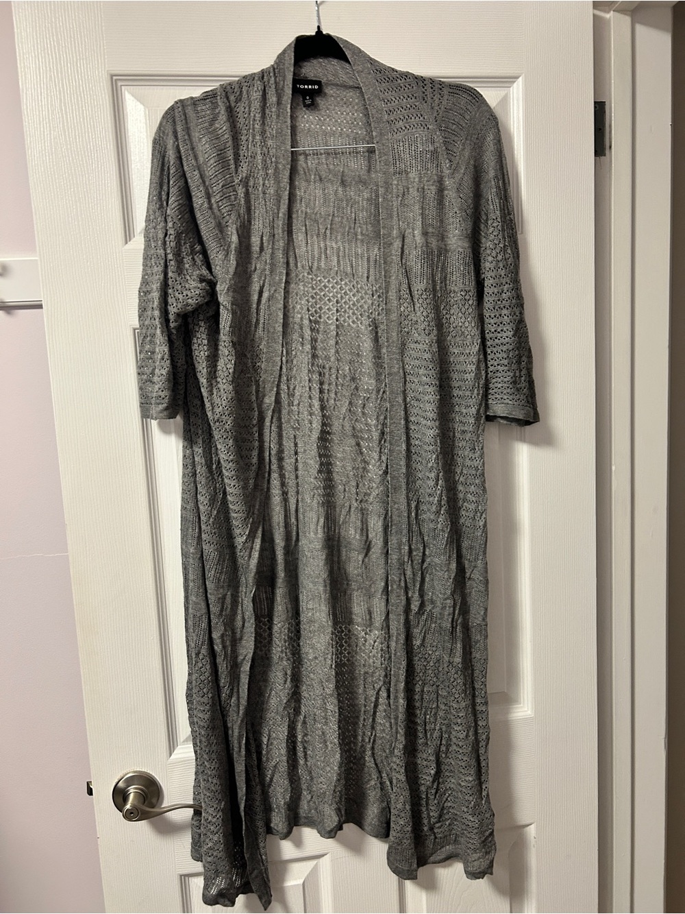 torrid Gray Open-Front Knit Longline Cardigan